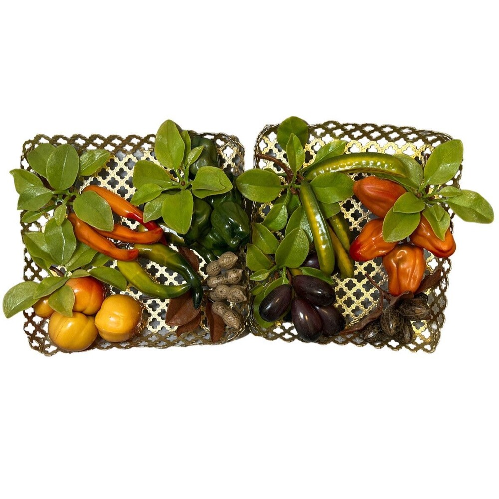 Vintage Hanging Homemade Wall Art Faux Plastic, Fruit and Greenery